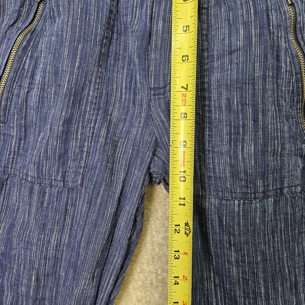 Athleta Cabo Linen Textured Wide Leg Pants Size 4 High Rise Chambray Drawstring‎ - Picture 7 of 12